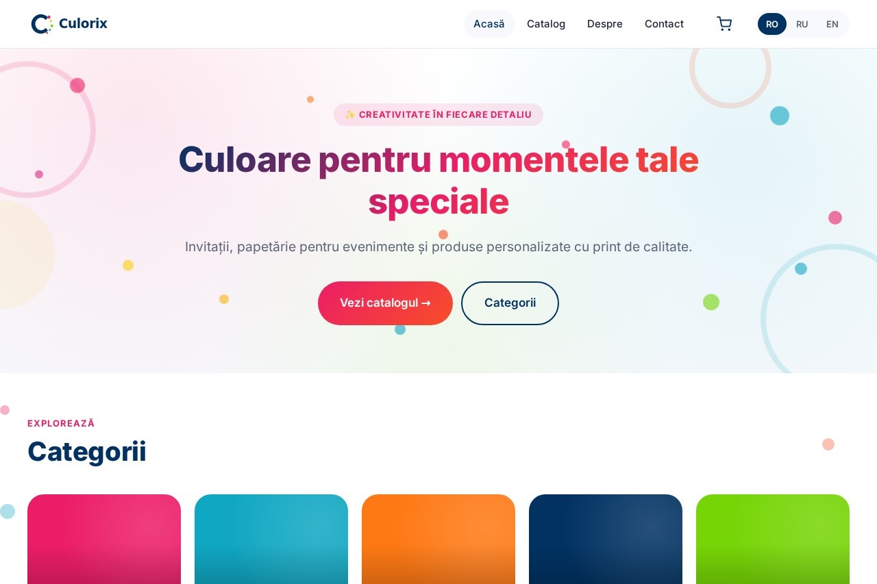 Culorix — Atelier creativ • invitații, papetărie, print personalizat
